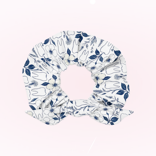 Blue Floral Scrunchie